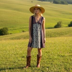 Altar’d State Crochet Trim Boho Dress Prairie Festival Western Sz S Sleeveless